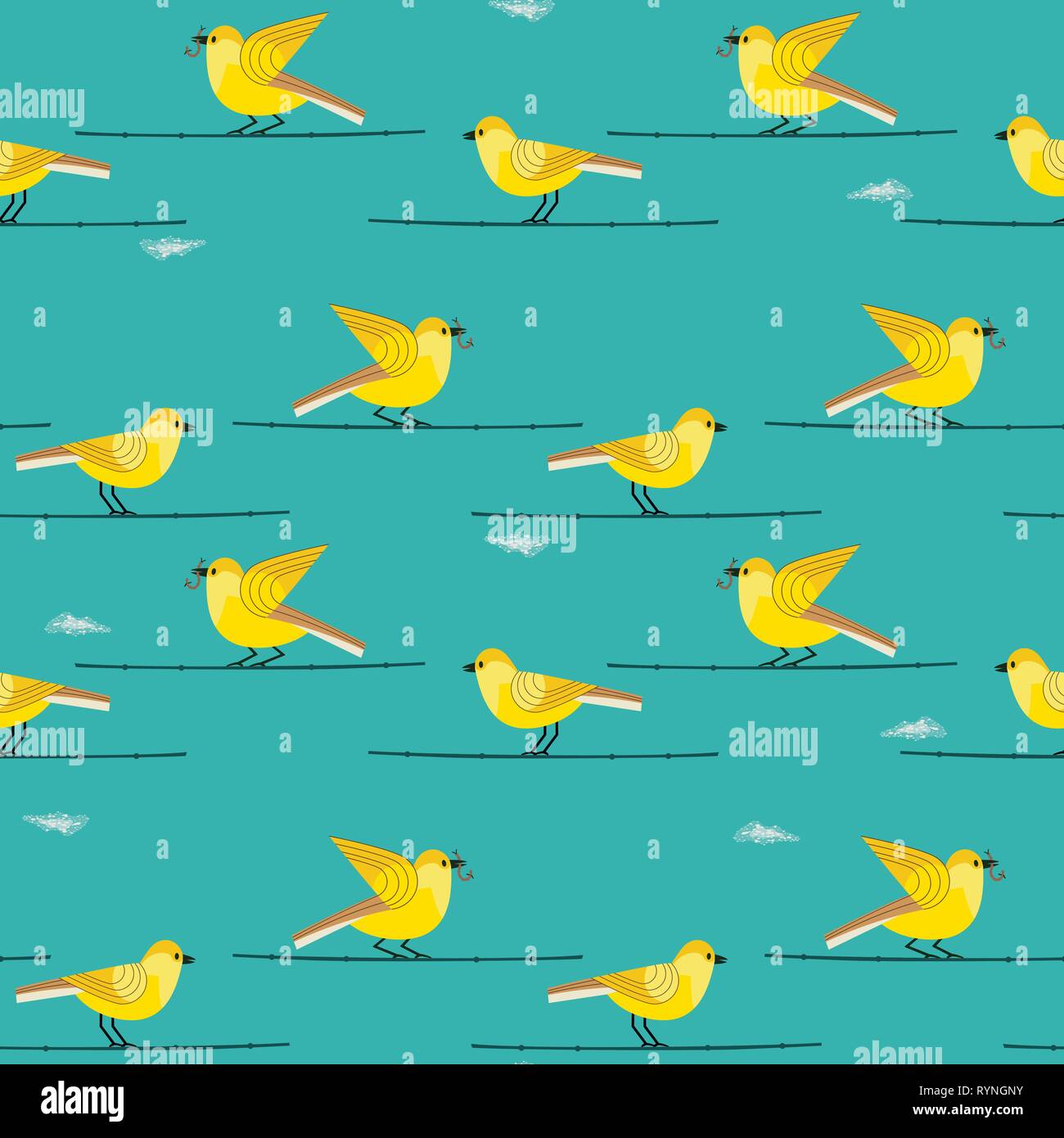 Hand drawn birds seamless pattern background Stock Vector