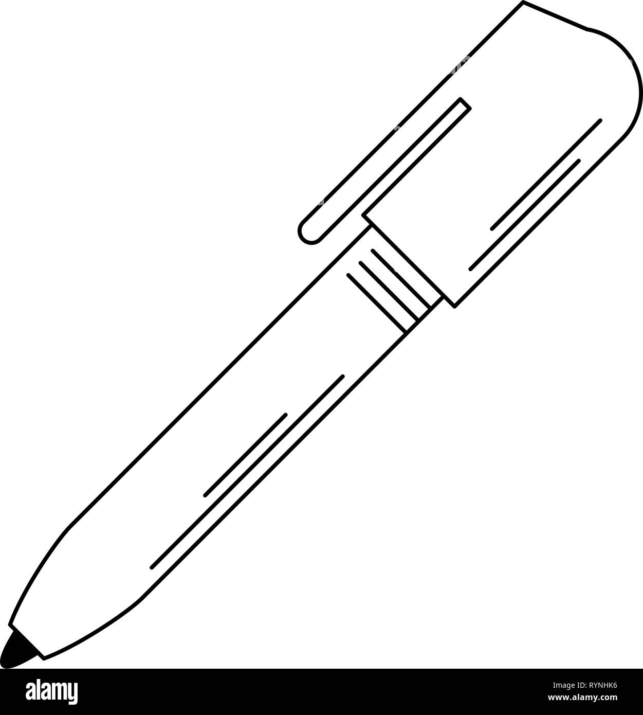 Pen office utensil isolated in black and white Stock Vector Image & Art ...