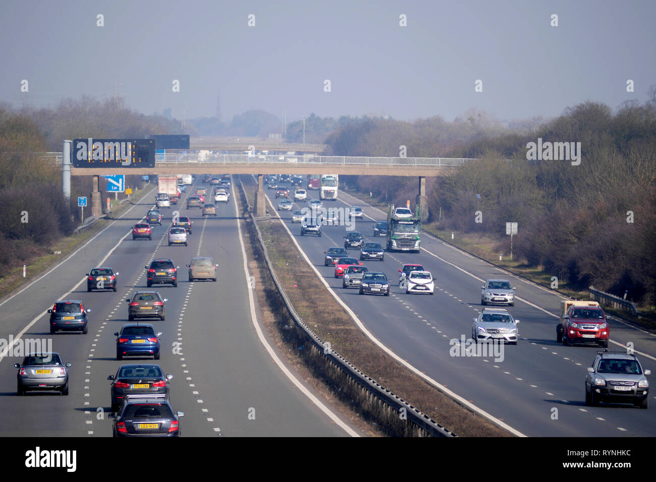 Traffic on the M5 North, near Gloucester, England, UK. Stock Photo