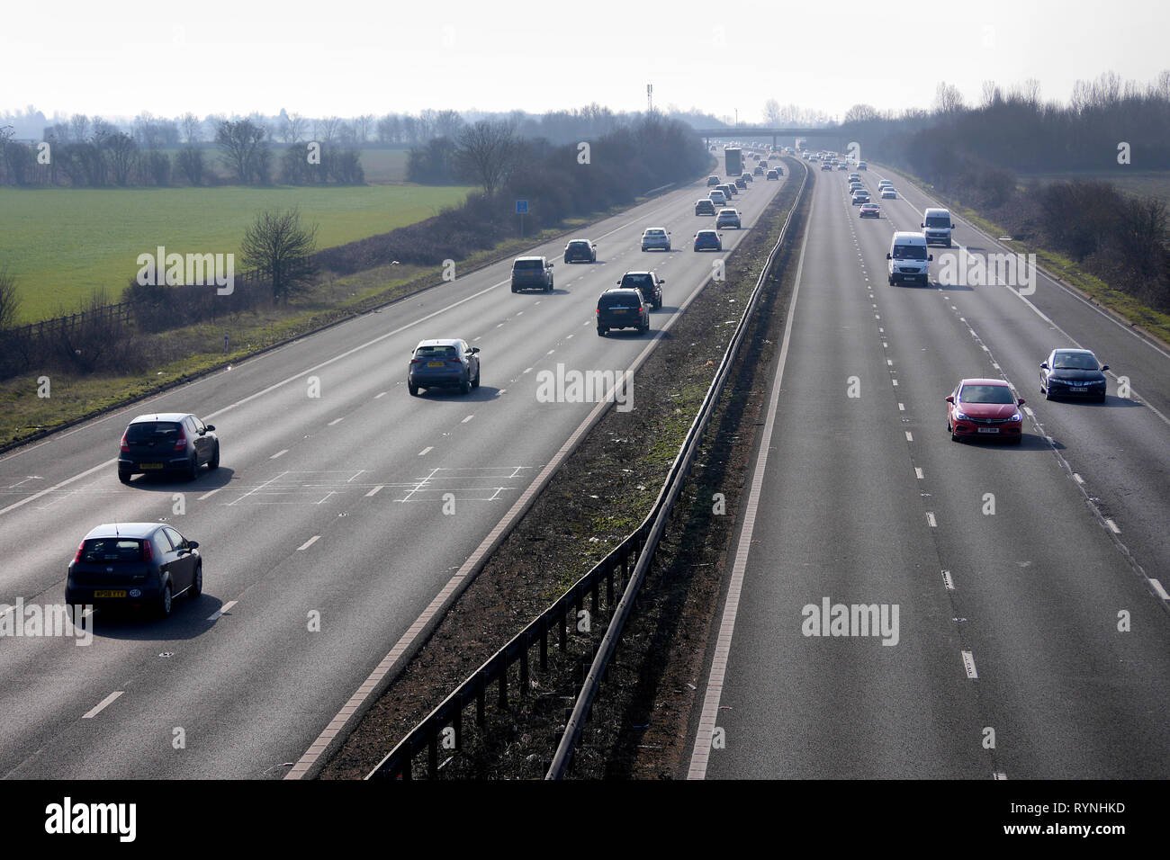 Traffic on the M5 South, near Gloucester, England, UK Stock Photo