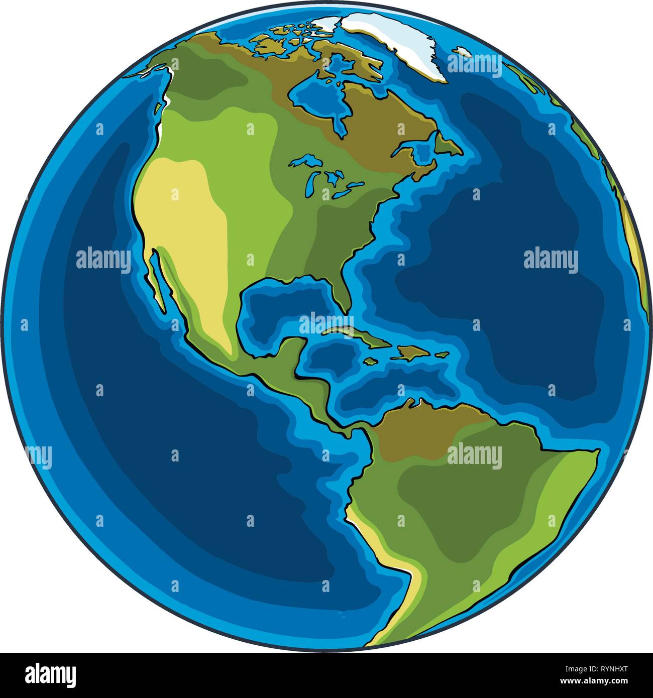 Hand drawn sketch of the planet earth in color, isolated on white ...