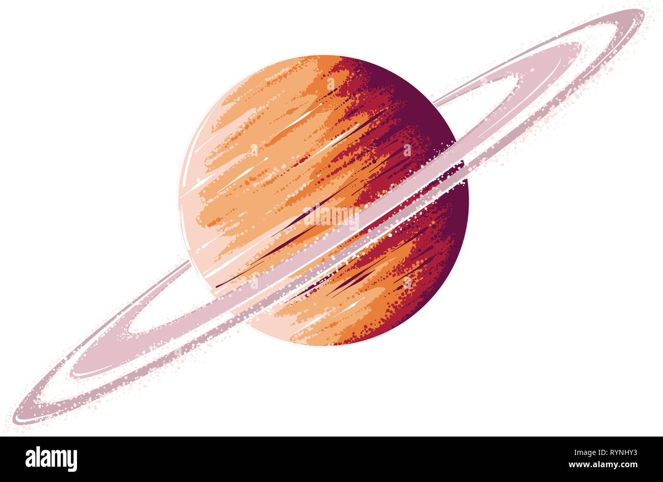 Hand drawn sketch of planet saturn in color, isolated on ...