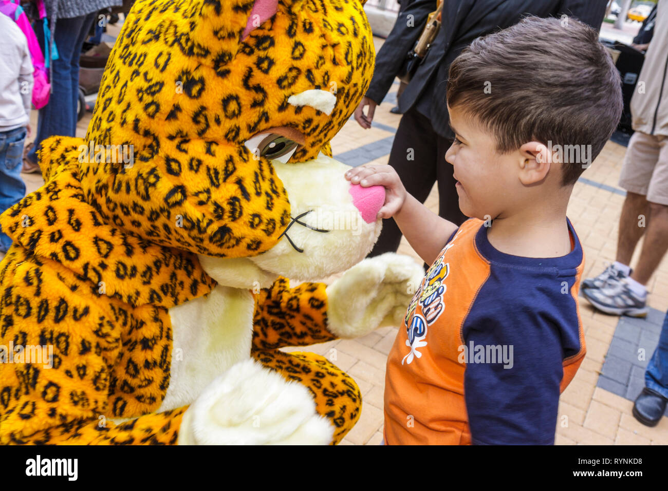 Miami Florida,Adrienne Arsht Center for Performing Arts,Free Family Fest,festival,literary character,leopard,costume,child,boy boys,male kid kids chil Stock Photo
