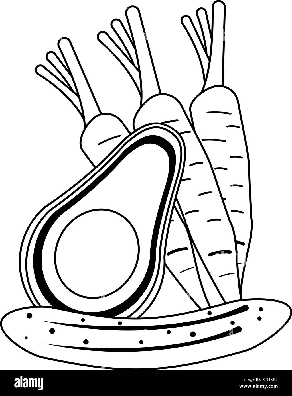 vegetables healthy and fresh food in black and white Stock Vector Image ...