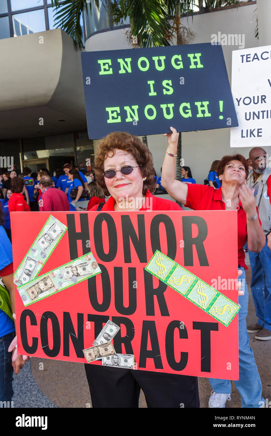 Miami Florida,School Board Administration building,education,budget cuts,economy,salary raise,contract,currency,money,teacher,teachers,teachersal,work Stock Photo