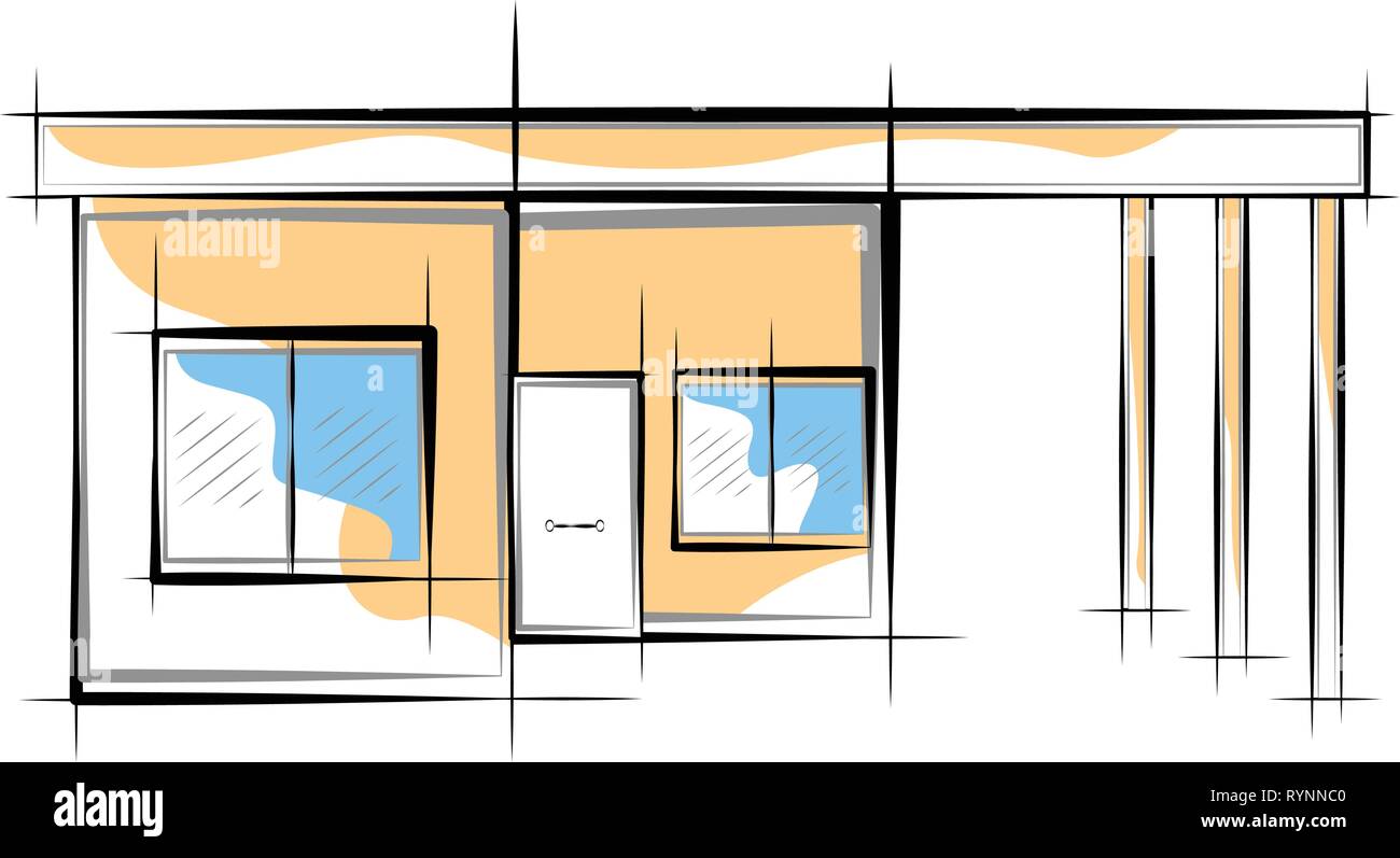 Colored sketch of a modern house building Stock Vector Image & Art - Alamy