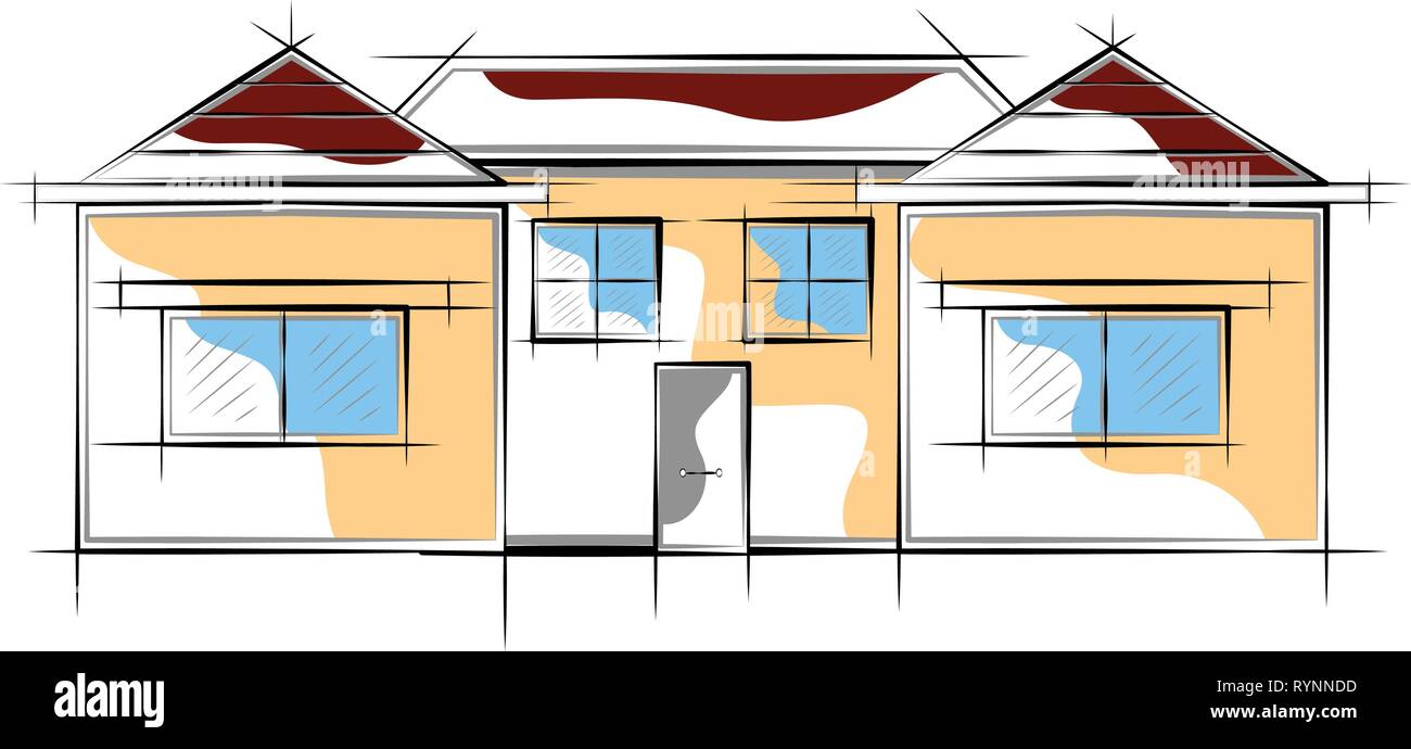 Colored sketch of a modern house building Stock Vector Image & Art Alamy