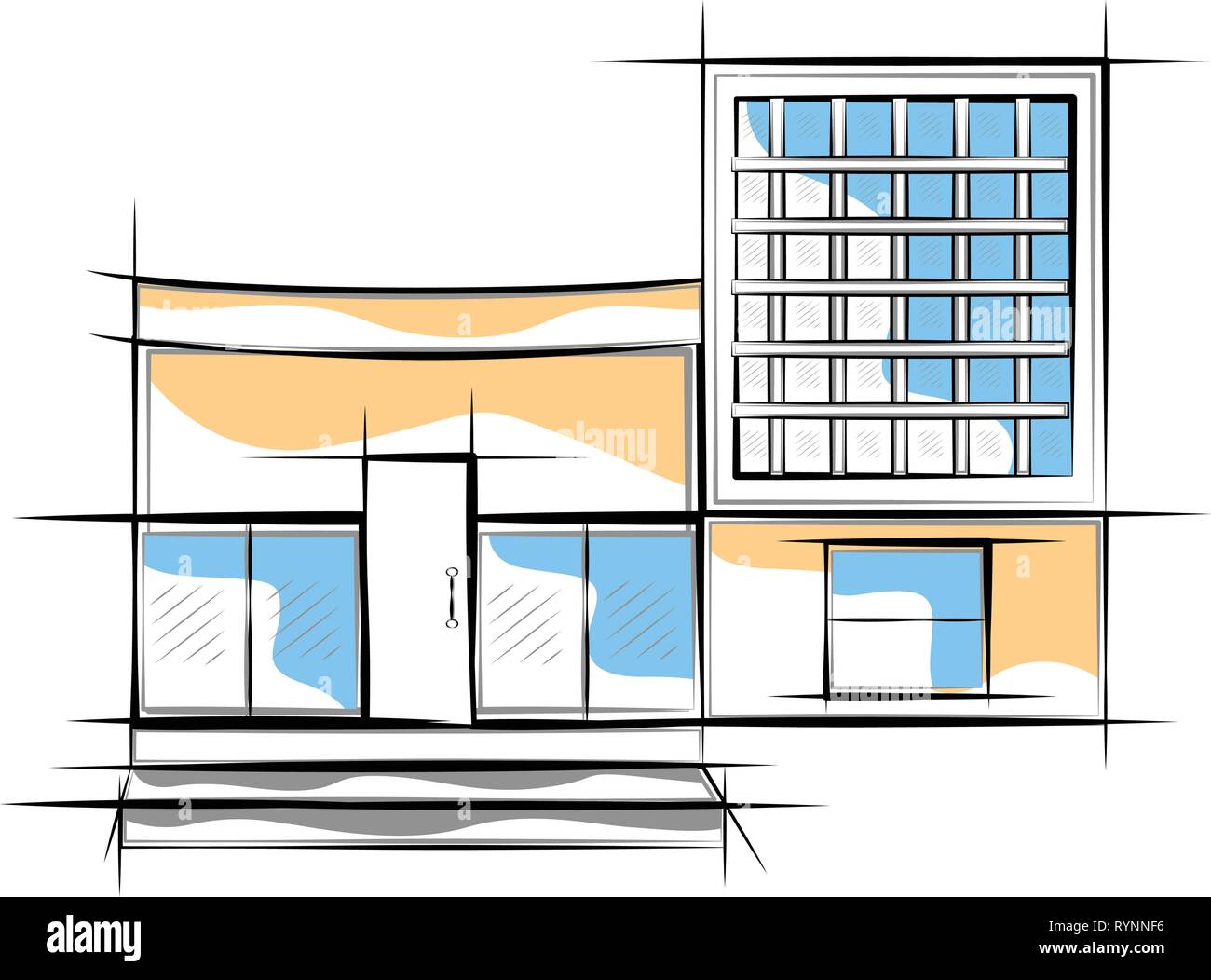Colored sketch of a modern house building Stock Vector Image & Art - Alamy