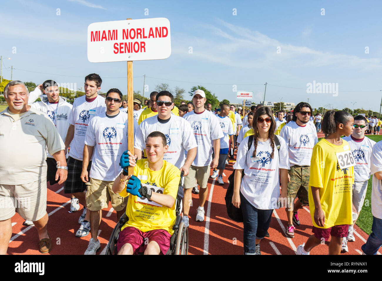 Miami Florida,Miami Dade College,North Campus,Special Olympics,needs,disabled,competition,sports,student students,athlete,volunteer volunteers volunte Stock Photo