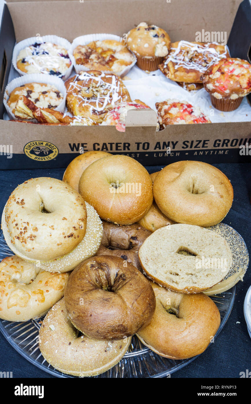 Miami Florida,bagel,bread,bakery product,food,Jewish,tradition,catering,muffin,pastry,variety,Einstein Brothers,FL090222080 Stock Photo