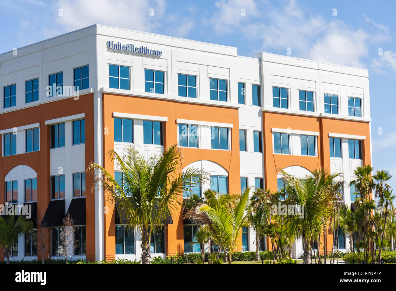 Florida Miramar,United Healthcare,medical,health,insurance,managed health care,company,insurer,commercial real estate,building,landscaping,palm trees, Stock Photo