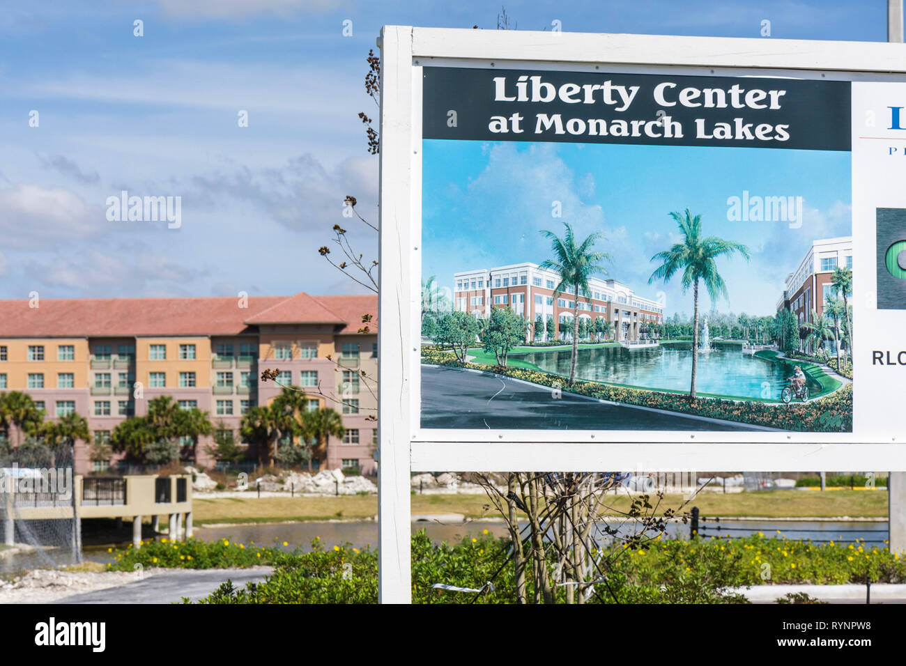 Florida Miramar,Liberty Center at Monarch Lakes,corporate park,sign,commercial real estate,building,landscaping,palm trees,architectural drawing,FL090 Stock Photo