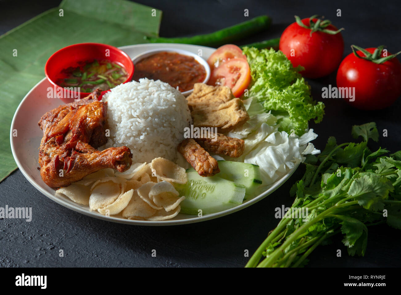 Nasi Lemak Kukus With Fried Drumstick Popular Traditional Malaysian Local Food Stock Photo Alamy