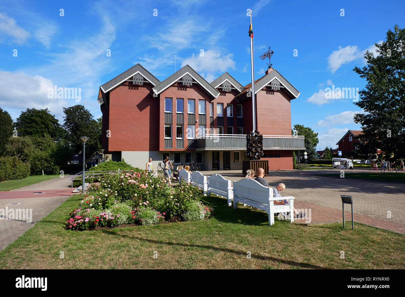 NIDA, LITHUANIA - AUGUST 06, 2018: Neringa Municipal Administration building. Nida is a resort town at Curonian Spit  in Lithuania Stock Photo
