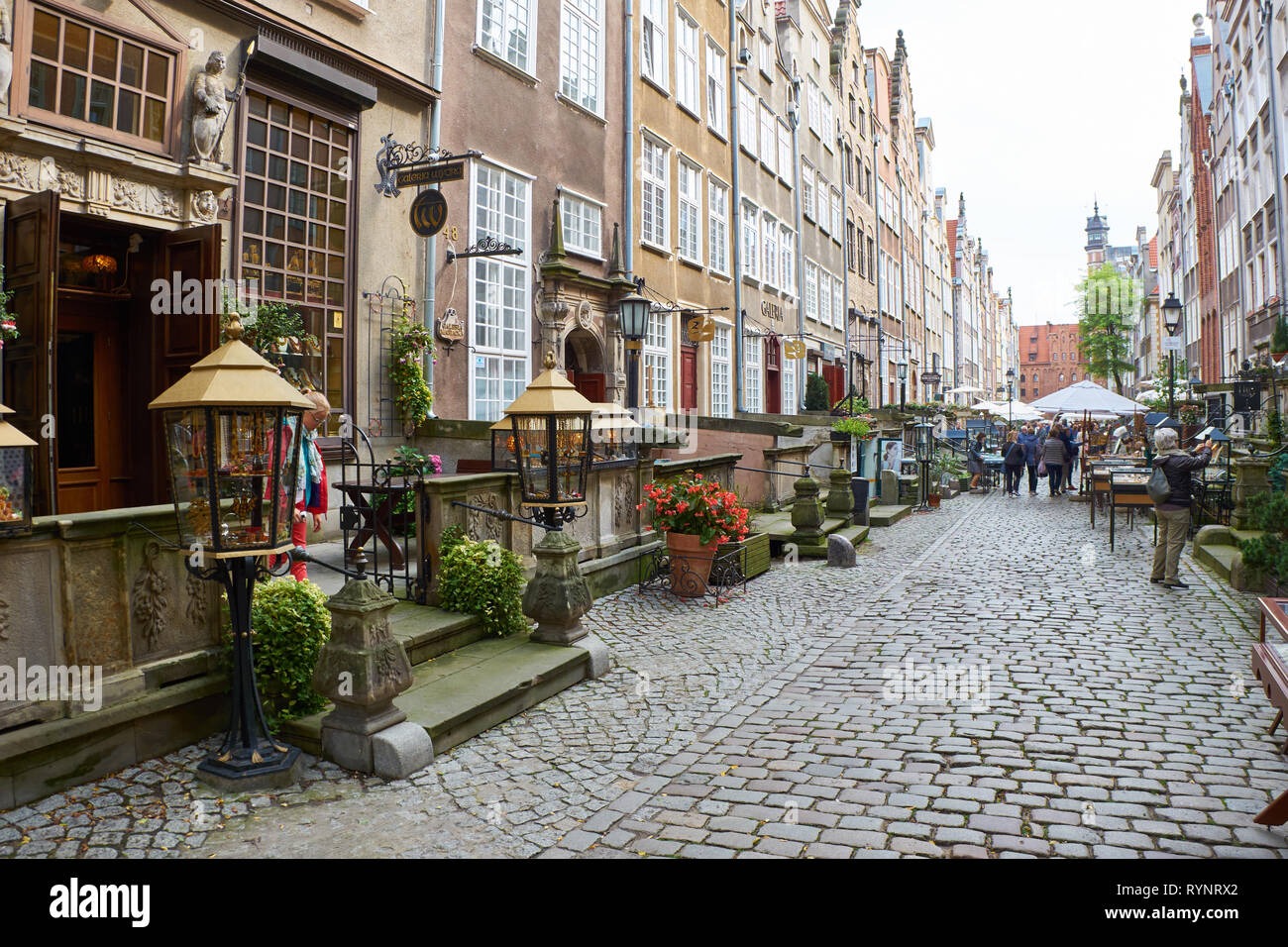GDANSK, POLAND - SEPTEMBER 09, 2017: Ulica Mariacka in the old town. Streets in historical center of Gdansk Stock Photo