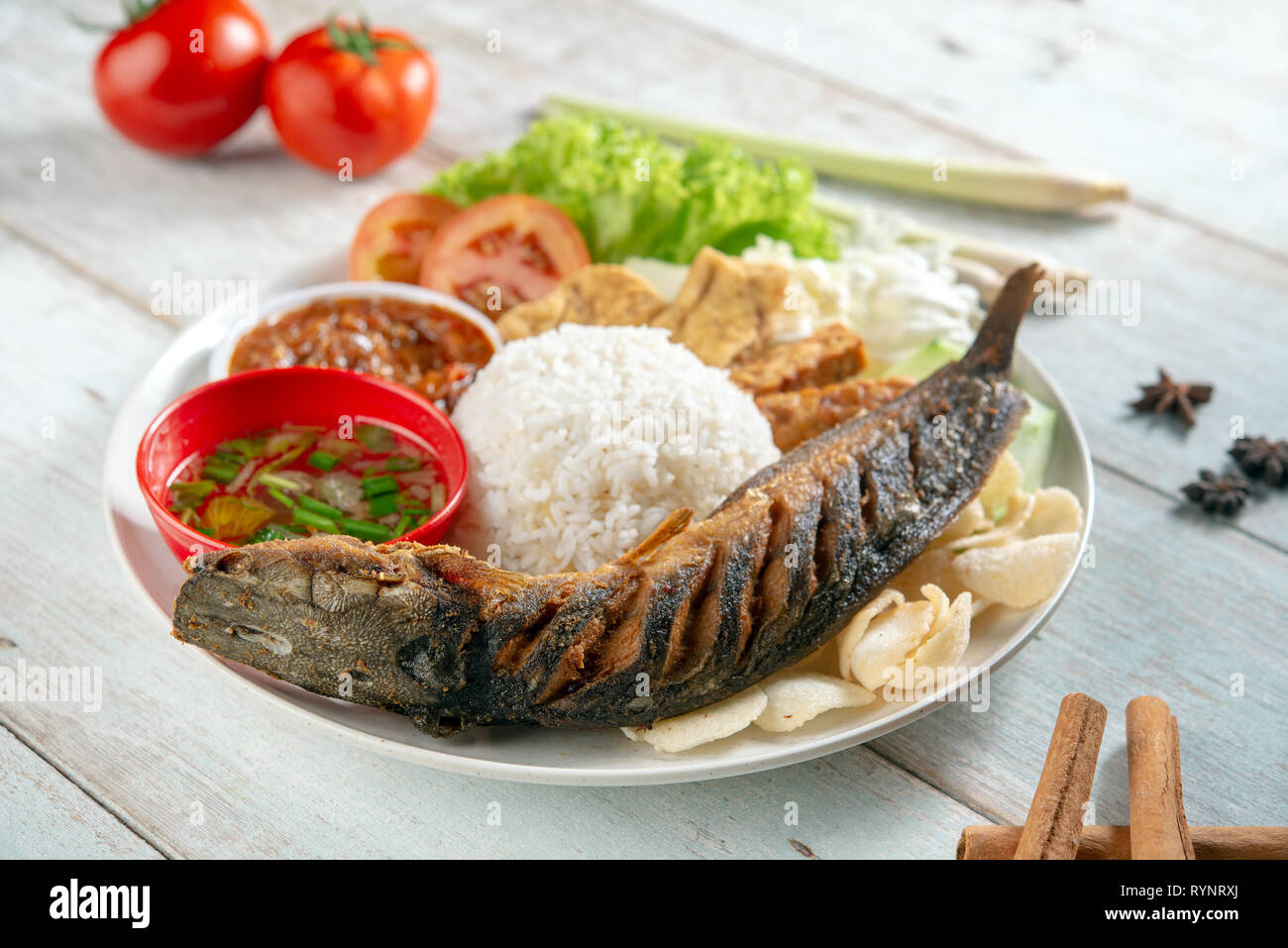Fried Catfish Rice With Sambal Popular Traditional Malay Or Indonesian Local Food Stock Photo Alamy
