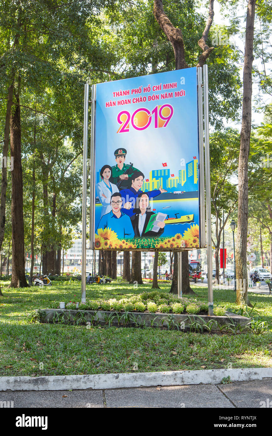 2019 new years poster in Ho Chi Minh City, Vietnam Stock Photo Alamy