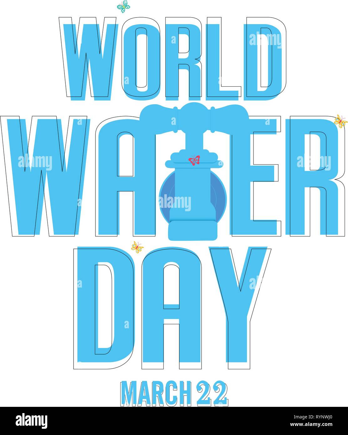 Blue World Water Day Typographical Design Elements.World Water Day Text. Vector illustration - Vector Stock Vector
