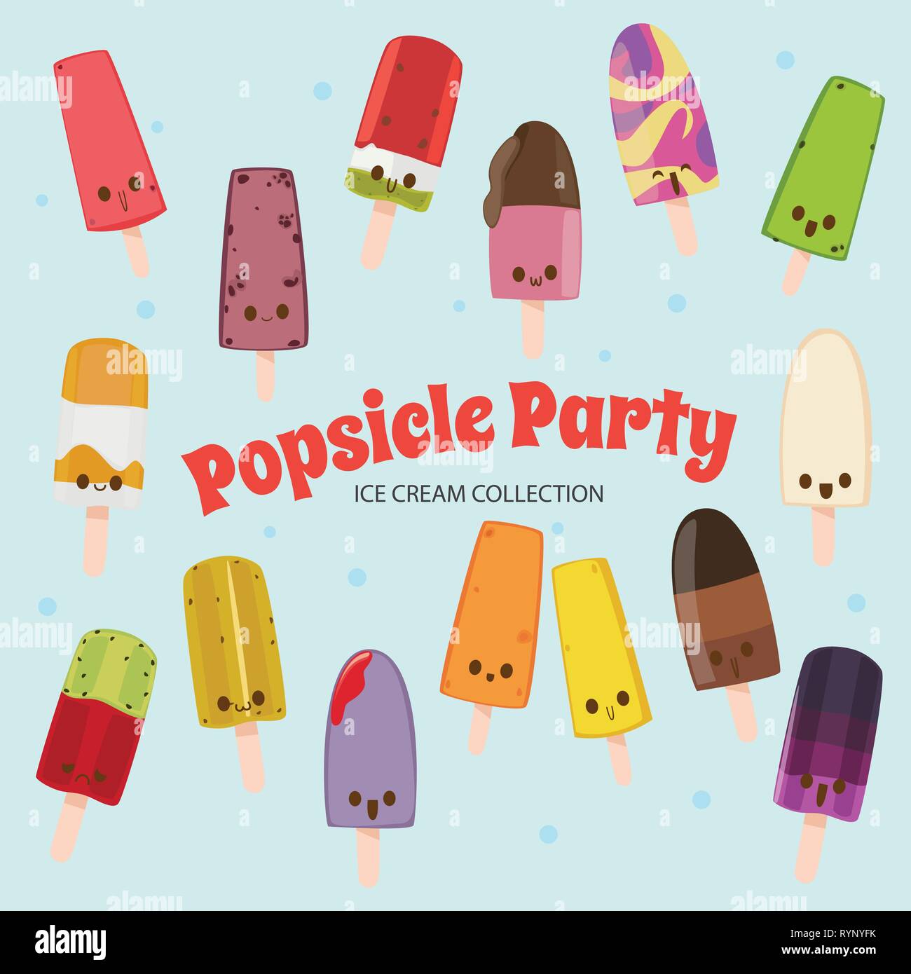 Cute Rainbow Food Objects Collection Stock Vector