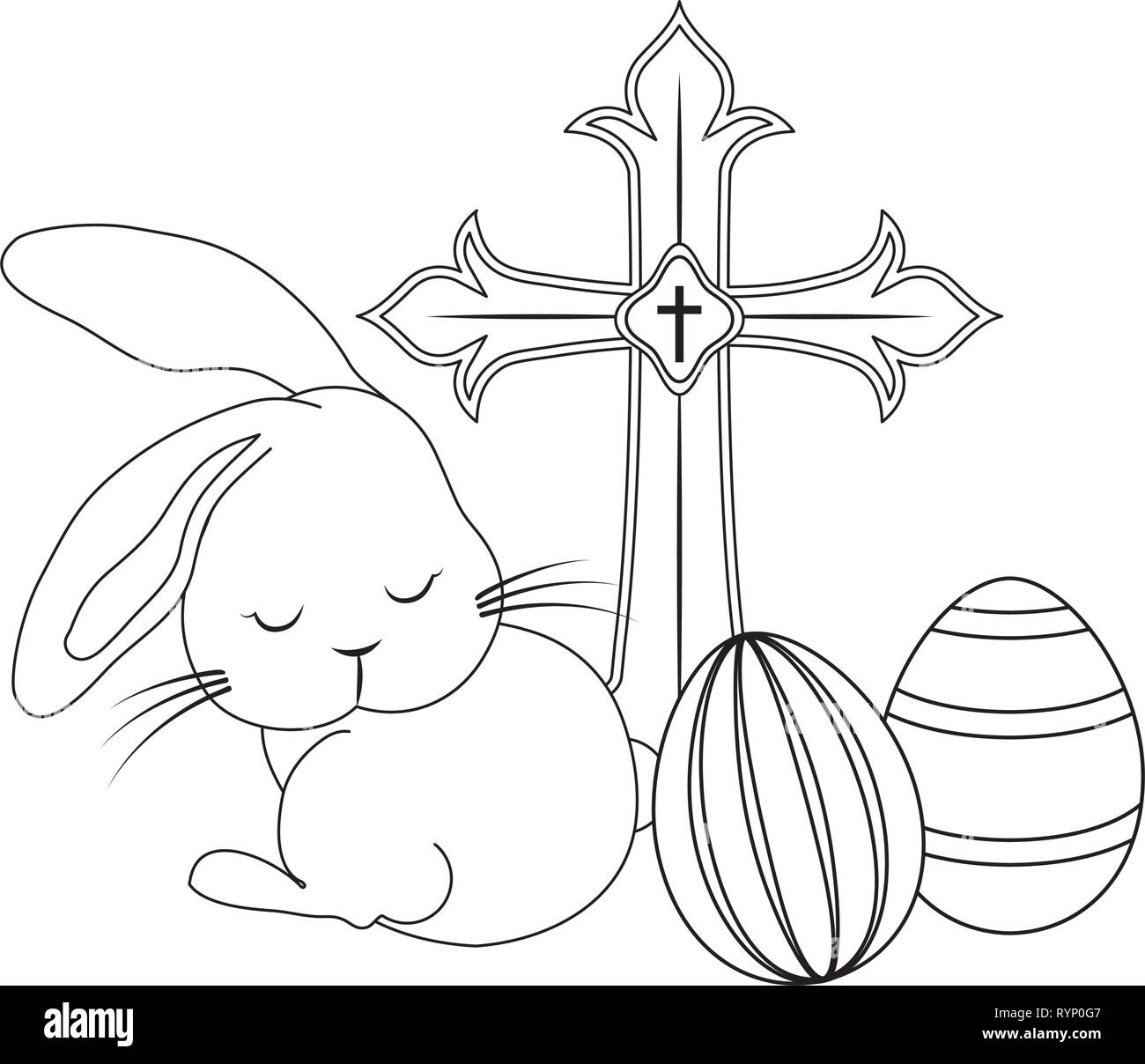 Ultron Catholic Rabbit cute rabbit with catholic cross and eggs of easter vector illustration ...