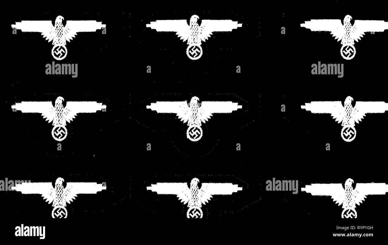 White images of the bird symbols of nazis from the WorldWar II during the history Stock Photo