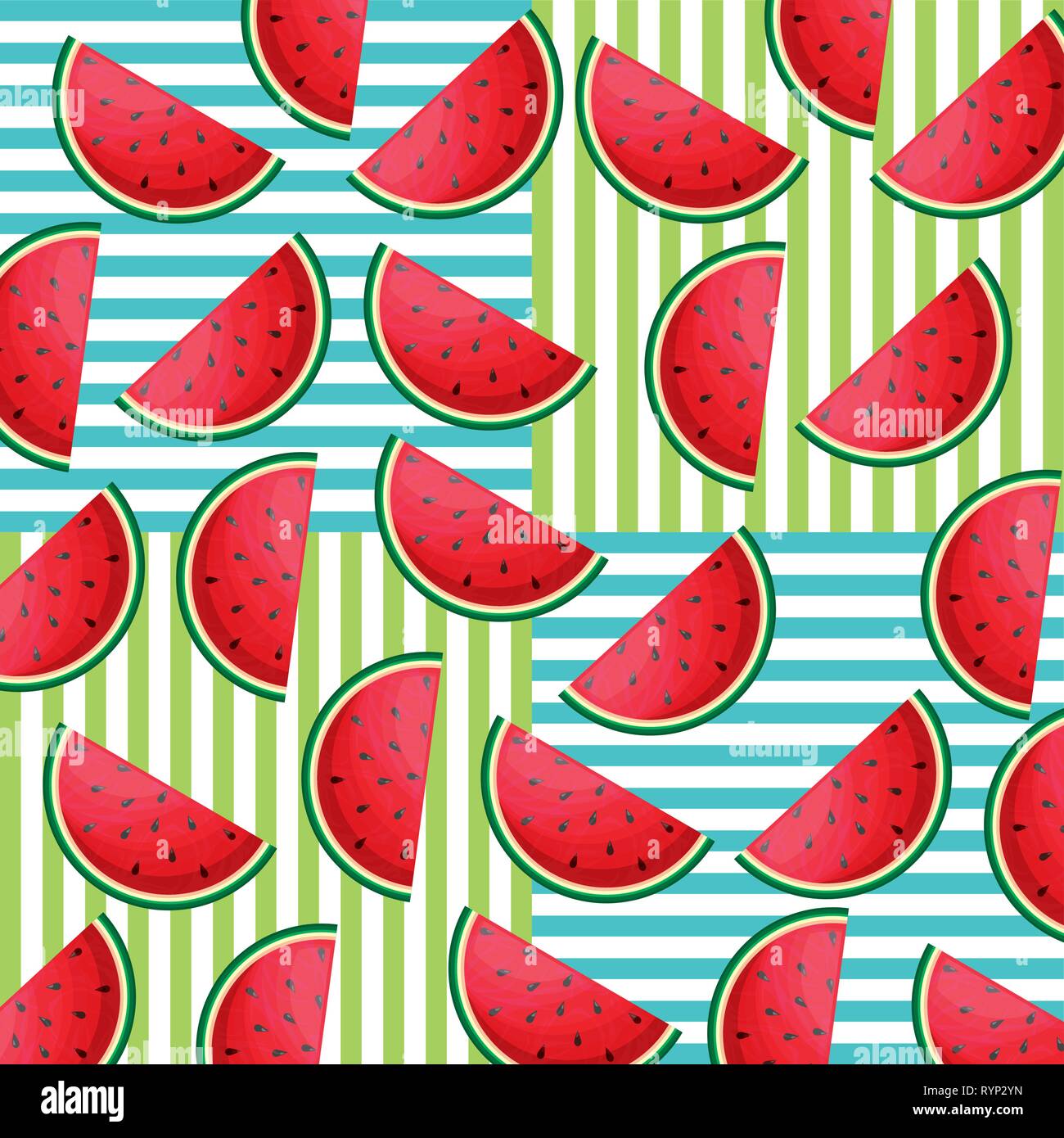 pattern of fresh healthy watermelons fruit vector illustration design ...