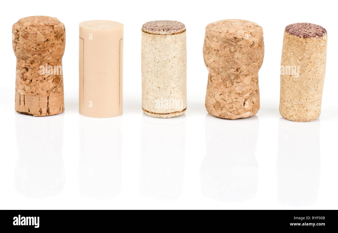Various types of wine corks isolated on white Stock Photo Alamy