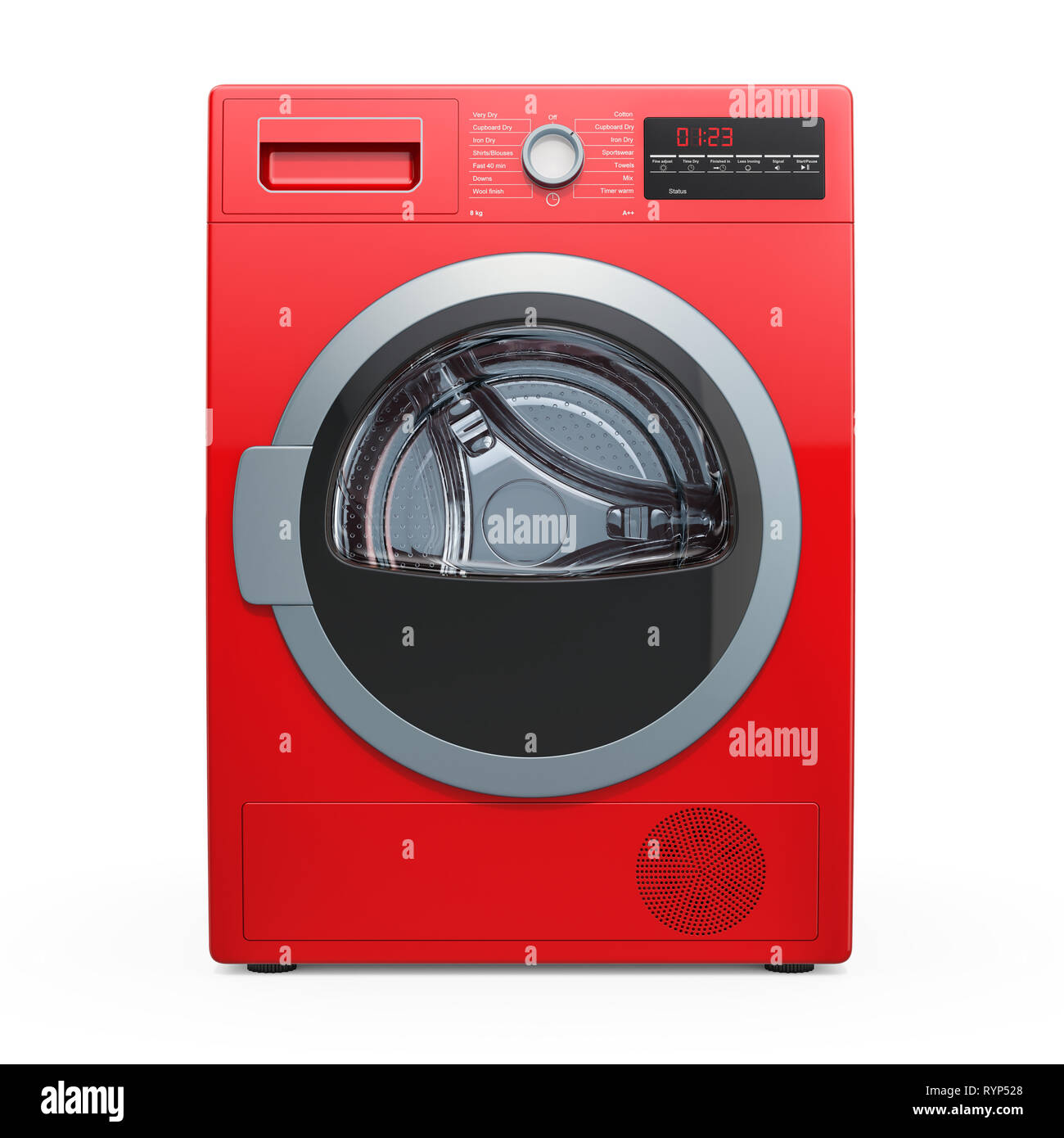Red clothes dryer, front view. 3D rendering isolated on white background Stock Photo