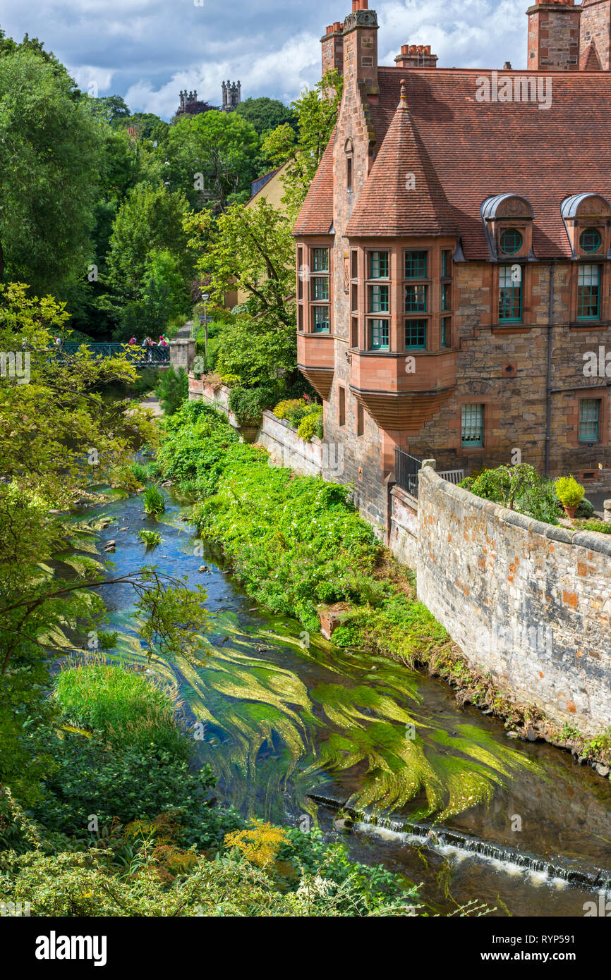 Historic buildings by the Water of Leith, Dean Village, Edinburgh, Scotland, UK Stock Photo