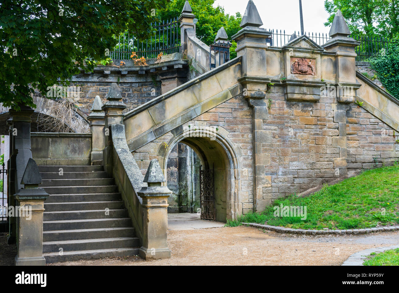 The Dene Archway and steps, on the Water of Leith Walkway, Edinburgh, Scotland, UK Stock Photo