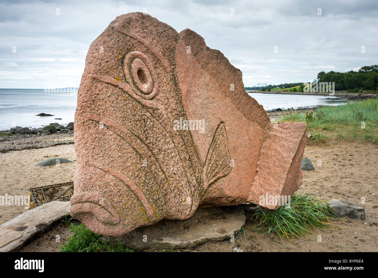 The Cramond Fish, a sculpture by Ronald Rae, Cramond, Edinburgh, Scotland, UK Stock Photo