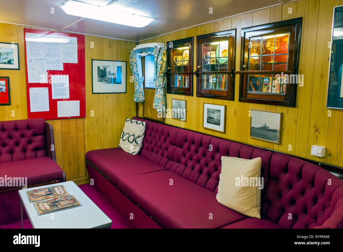 The Petty Officers' and Royal Marines Sergeants' Mess, Royal Yacht Britannia, Port of Leith, Edinburgh, Scotland, UK Stock Photo