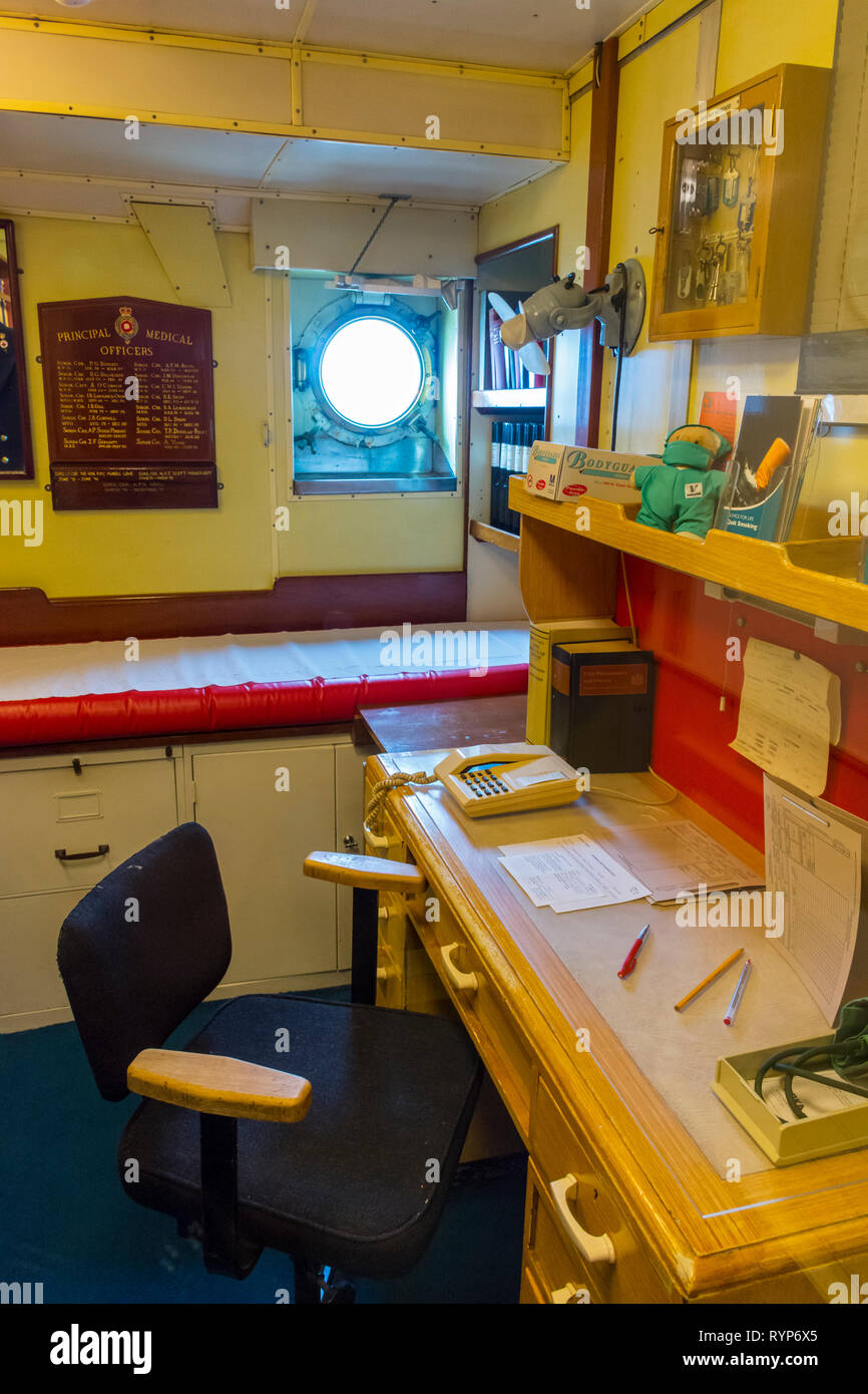The Ship's Doctor's Room, Royal Yacht Britannia, Port of Leith, Edinburgh, Scotland, UK Stock Photo