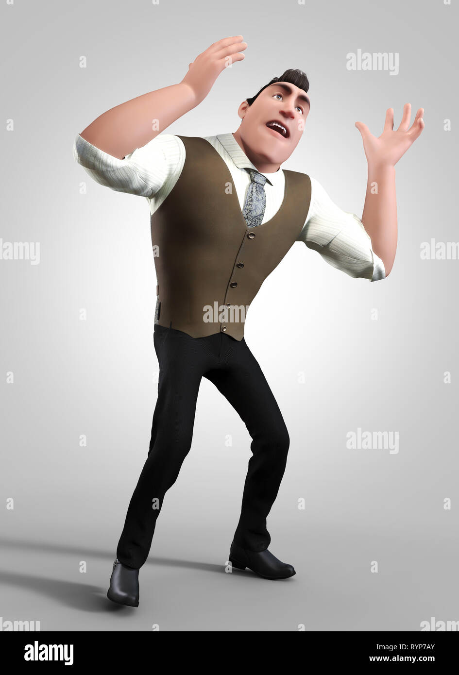 3d cartoon character businessman - 3d rendering Stock Photo