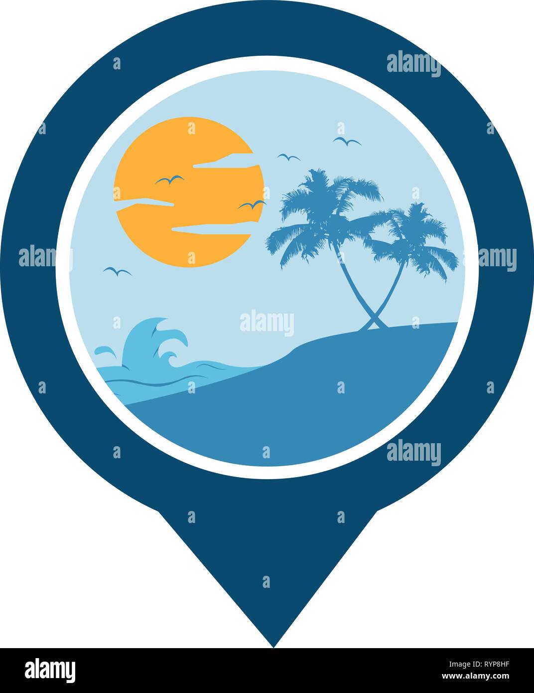 GPS beach logo vector Stock Vector