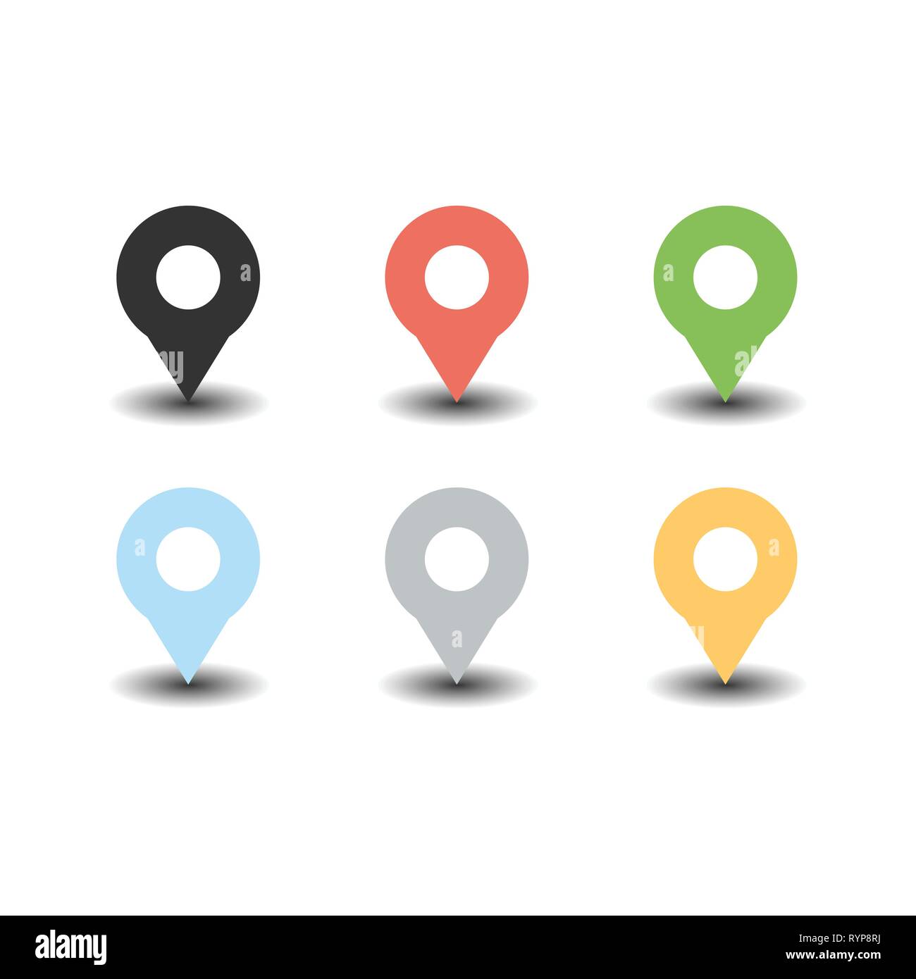 Locating colorful icon set vector in modern flat style for web, graphic ...