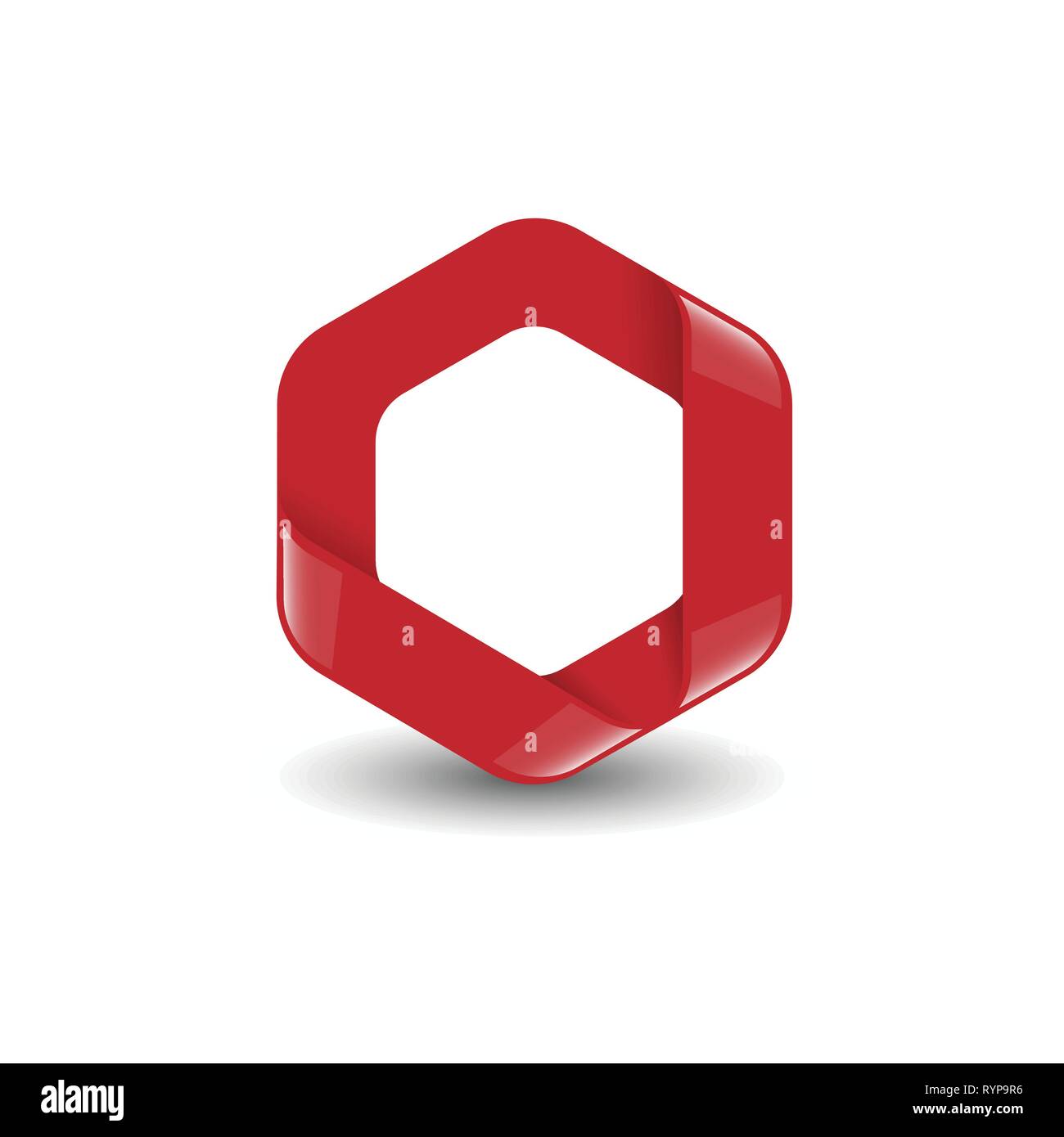 Hexagon - Branding red color hexagon vector logo concept illustration. Design element. Stock Vector