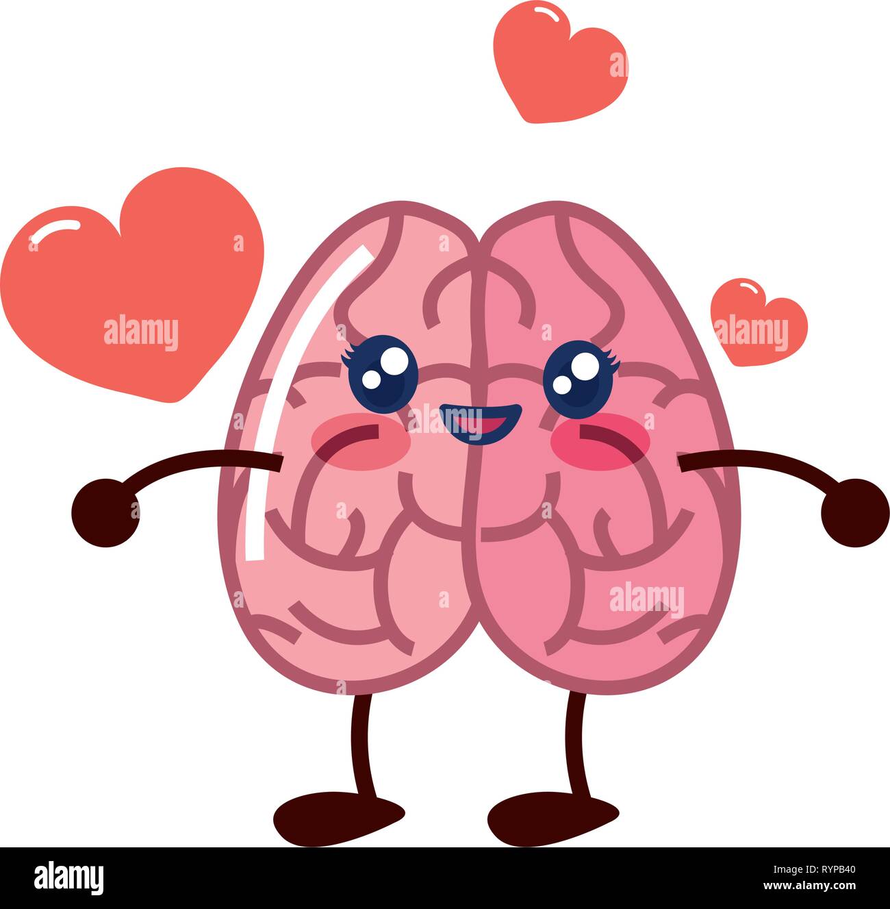 brain cartoon love hearts romantic vector illustration Stock Vector ...