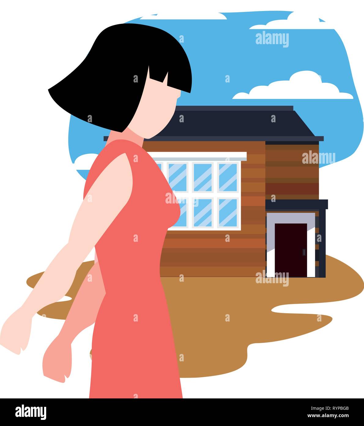woman portrait in the city street vector illustration Stock Vector ...