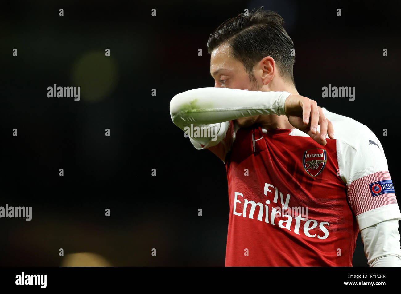 Emirates Stadium, London, UK. 14th Mar, 2019. UEFA Europa League football, round of 16, second leg, Arsenal versus Rennes; Mesut Ozil of Arsenal Credit: Action Plus Sports/Alamy Live News Stock Photo