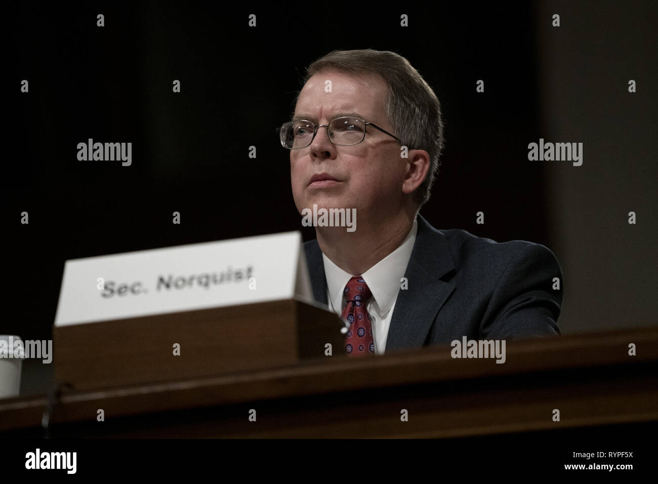 Washington, District of Columbia, USA. 14th Mar, 2019. PATRICK M. SHANAHAN, Acting Secretary Of Defense, testifies before the Senate Armed Services Committee Hearing: Department of Defense Budget Posture Credit: Douglas Christian/ZUMA Wire/Alamy Live News Stock Photo