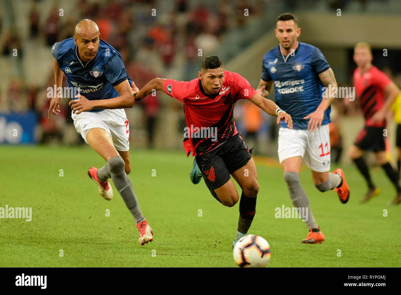 Curitiba, Brazil. 14Th Mar, 2019. Alex Silva And Ron During Athletico Vs. Jorge Wilstermann. Match Valid For The Second Round Of The Group Stage Of Conmebol Libertadores 2019. Arena Da Baixada. Curitiba,