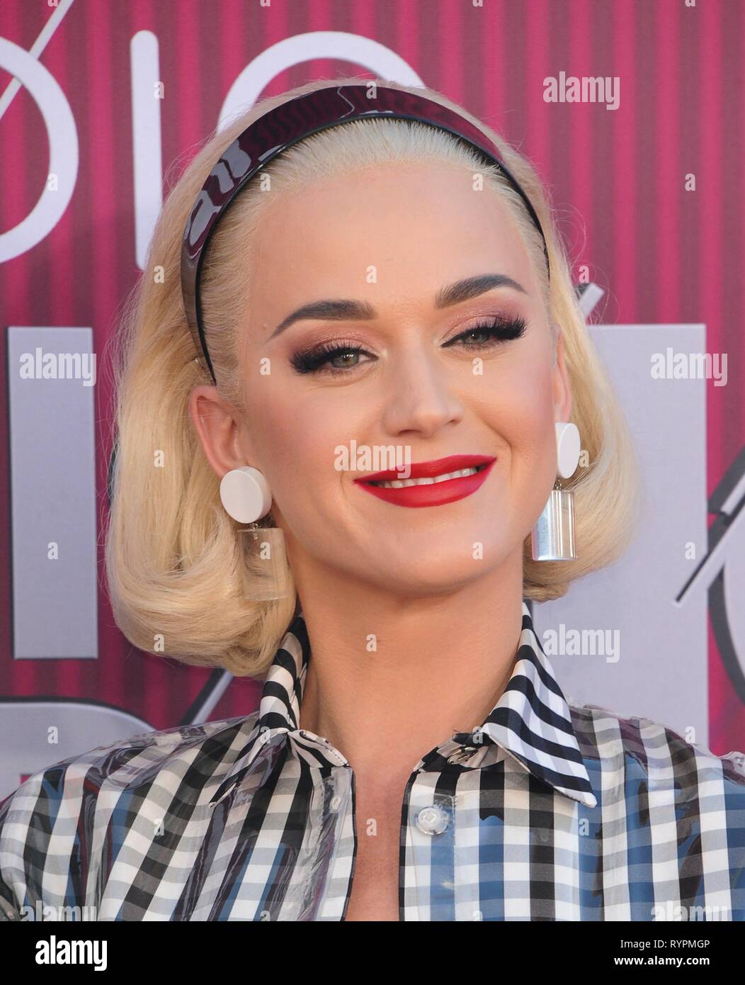 Katy Perry at arrivals for 2019 iHeartRadio Music Awards, Microsoft Theater, Los Angeles, CA March 14, 2019. Photo By: Elizabeth Goodenough/Everett Collection Stock Photo