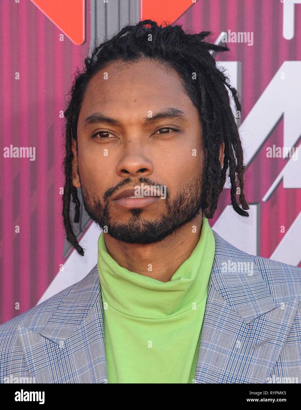 Miguel at arrivals for 2019 iHeartRadio Music Awards, Microsoft Theater, Los Angeles, CA March 14, 2019. Photo By: Elizabeth Goodenough/Everett Collection Stock Photo