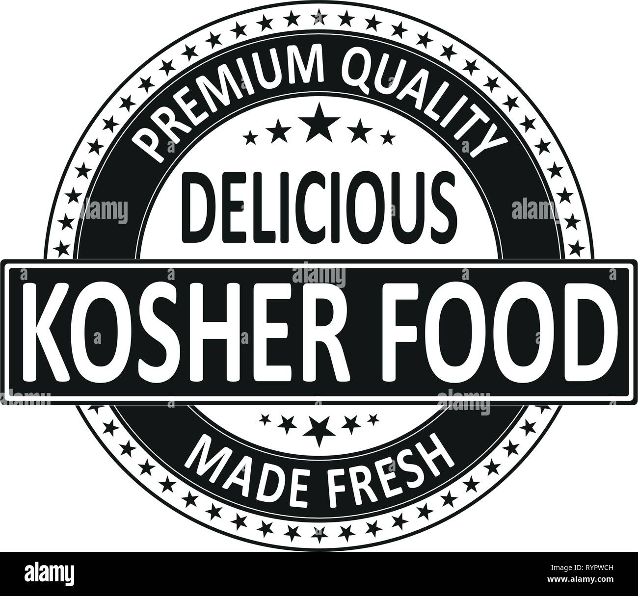 premium quality delicious kosher food made fresh badge stamp Stock Vector