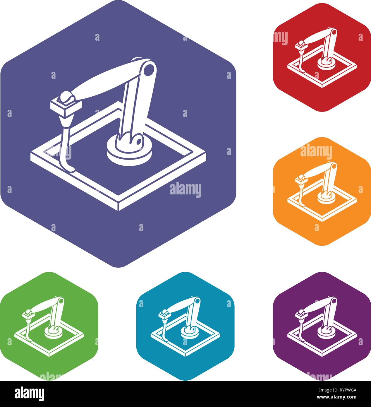 Wall d printering icons vector hexahedron Stock Vector