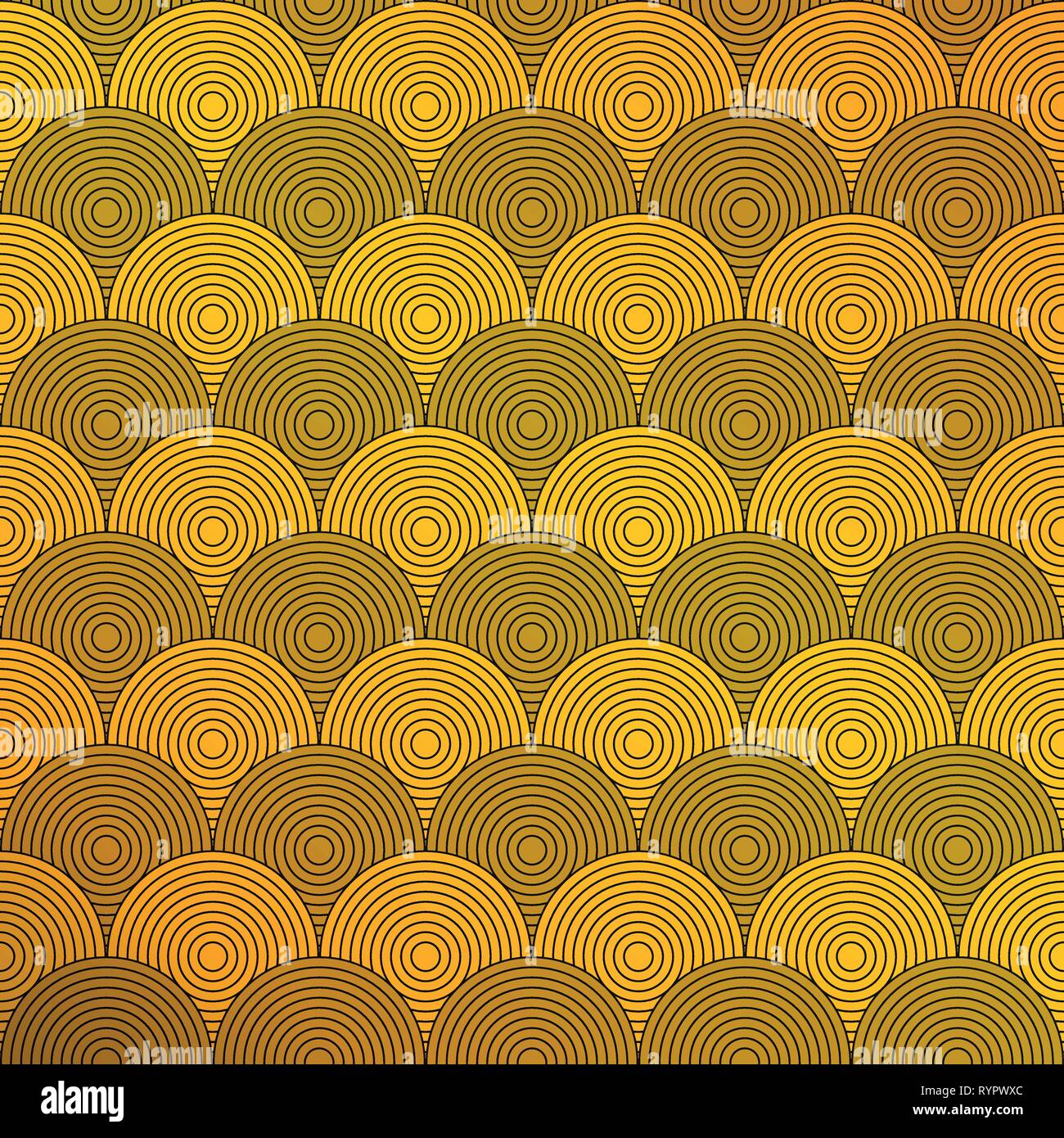 Art deco of circle pattern background. Presenting in golden style of luxury theme. You can use for ad, poster, cover, artwork. illustration vector eps Stock Vector