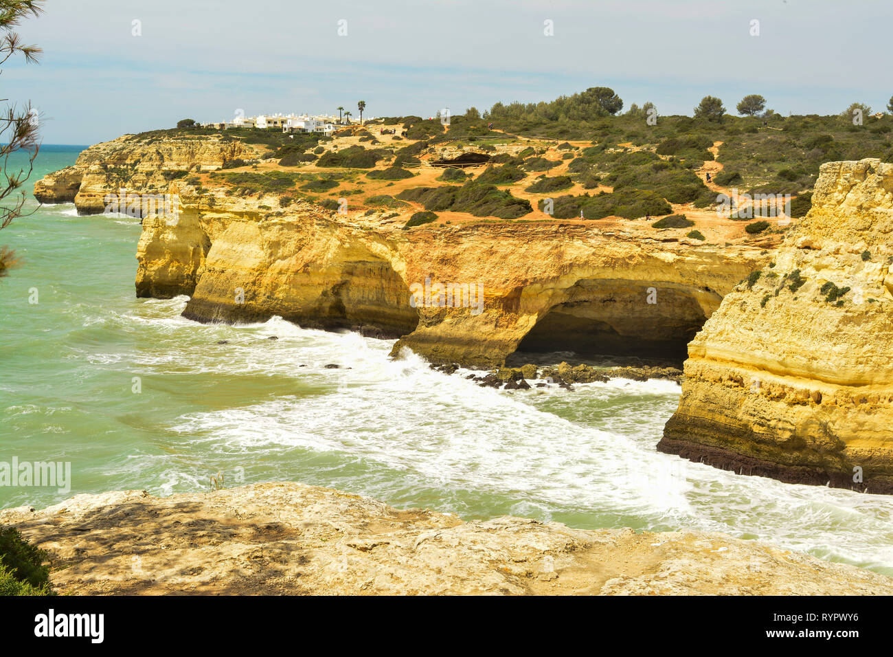 cliffs in Benagil, village of the Portuguese Algarve Stock Photo