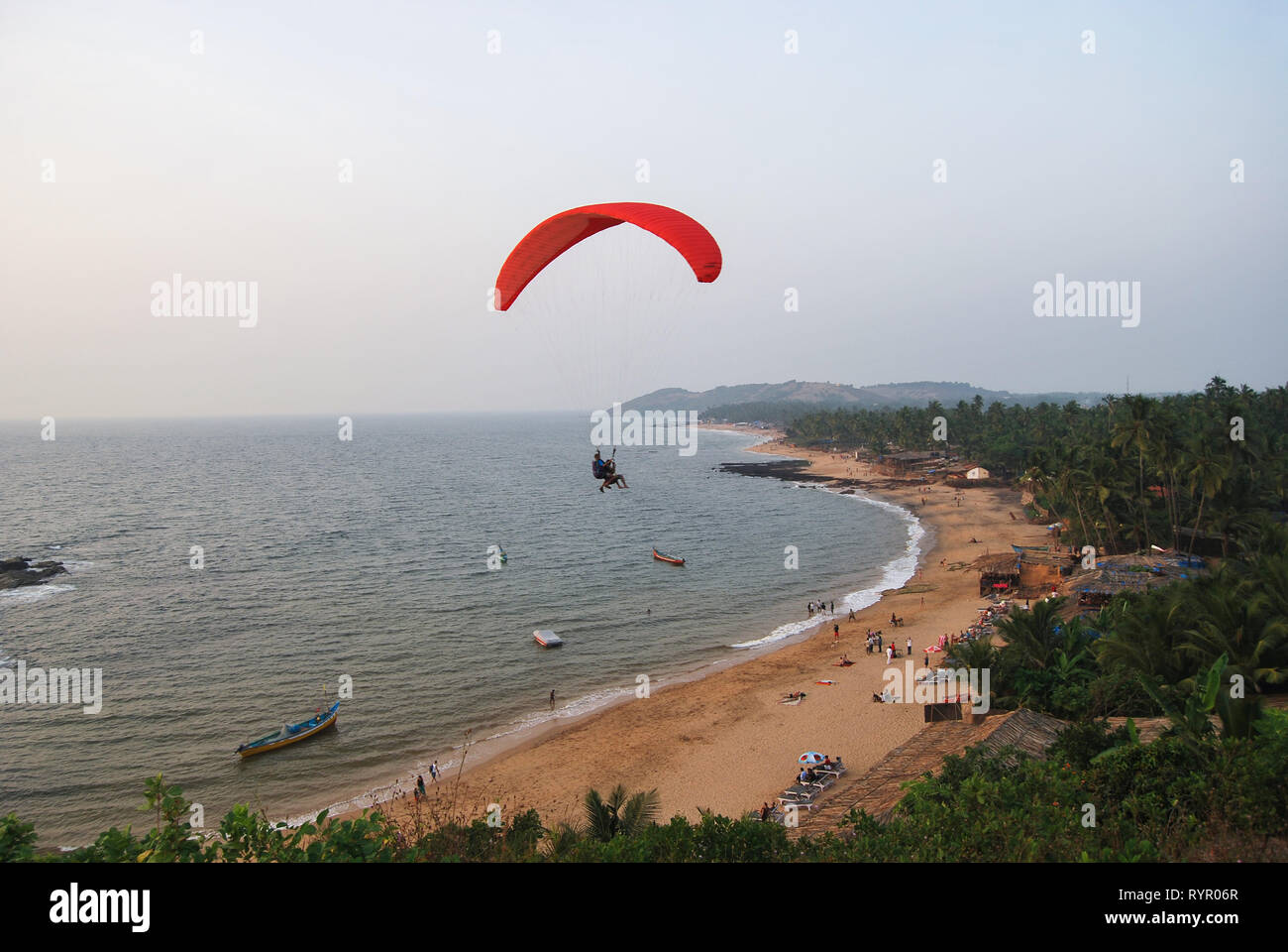 Para Glider at Anjuna Beach, Goa, India Stock Photo