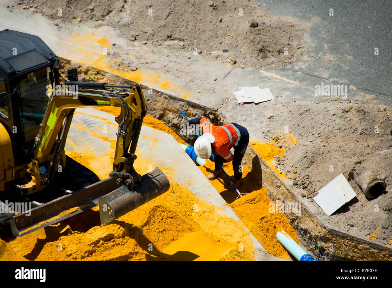 Street Construction in City Stock Photo